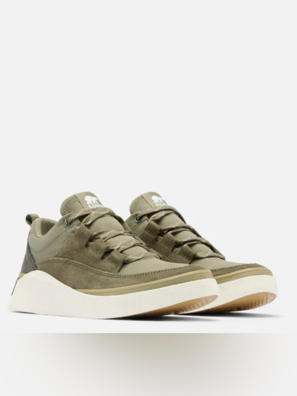 Sorel Olive Green Low-Top Lace-Up Sneakers